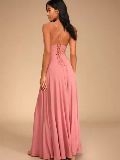 Robes de demoiselle d'honneur en mousseline de soie ligne a bretelles Spaghetti fente haute robe de soirée de mariage