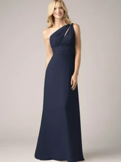 Robes de demoiselle d'honneur champagne en mousseline de soie dos nu froncé robe de bal trapèze