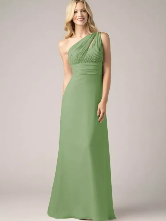 Robes de demoiselle d'honneur champagne en mousseline de soie dos nu froncé robe de bal trapèze