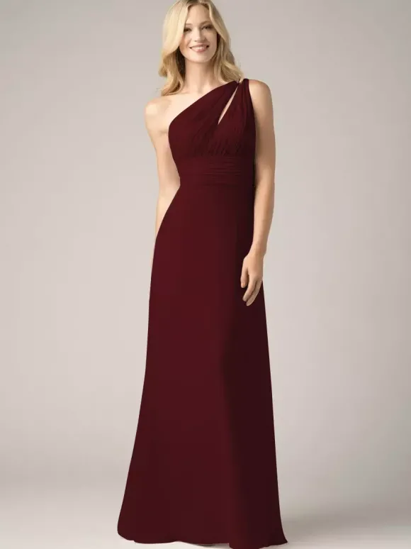 Robes de demoiselle d'honneur champagne en mousseline de soie dos nu froncé robe de bal trapèze