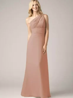 Robes de demoiselle d'honneur champagne en mousseline de soie dos nu froncé robe de bal trapèze