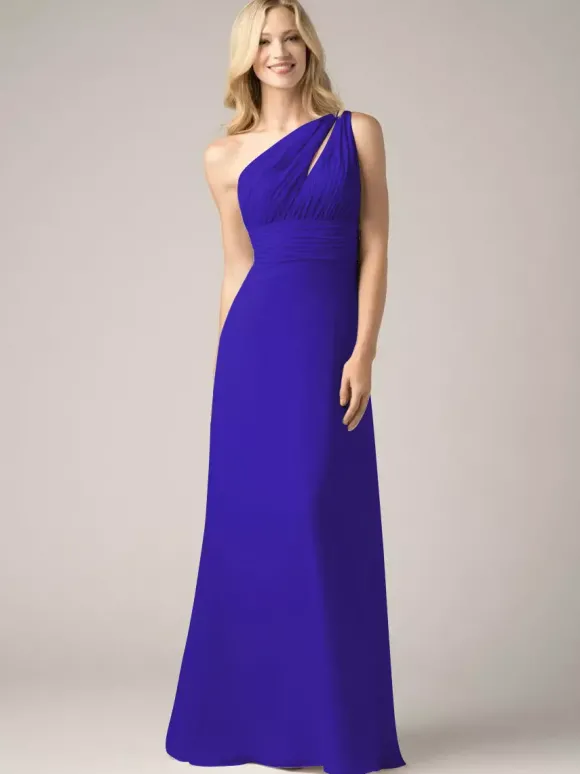 Robes de demoiselle d'honneur champagne en mousseline de soie dos nu froncé robe de bal trapèze