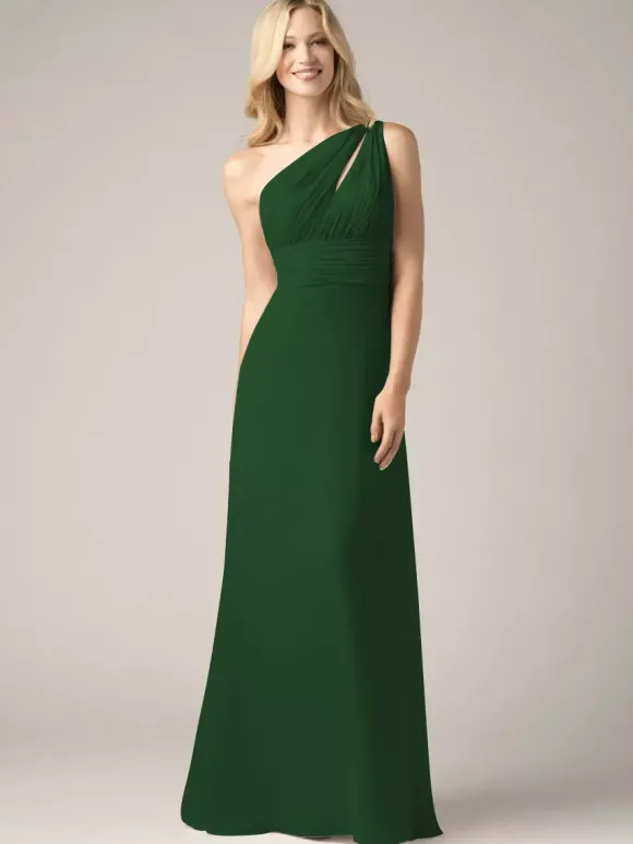 Robes de demoiselle d'honneur champagne en mousseline de soie dos nu froncé robe de bal trapèze