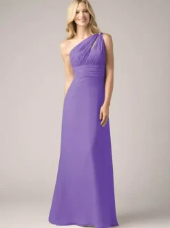 Robes de demoiselle d'honneur champagne en mousseline de soie dos nu froncé robe de bal trapèze