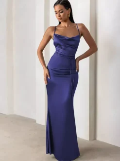 Robes de demoiselle d'honneur gaine longueur au sol fermeture éclair en tissu satiné robes formelles