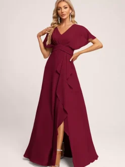 Robes de demoiselle d'honneur robe de bal longueur au sol fermeture éclair en mousseline de soie robe de soirée de mariage