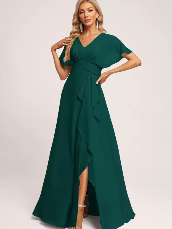 Robes de demoiselle d'honneur robe de bal longueur au sol fermeture éclair en mousseline de soie robe de soirée de mariage