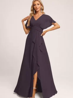 Robes de demoiselle d'honneur robe de bal longueur au sol fermeture éclair en mousseline de soie robe de soirée de mariage