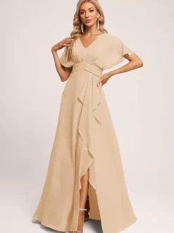 Robes de demoiselle d'honneur robe de bal longueur au sol fermeture éclair en mousseline de soie robe de soirée de mariage