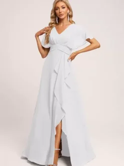 Robes de demoiselle d'honneur robe de bal longueur au sol fermeture éclair en mousseline de soie robe de soirée de mariage