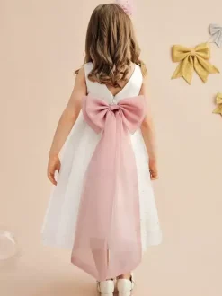 Robes de fille de fleur de mariage Robes d'occasion spéciale Ivoire Ceinture sans manches