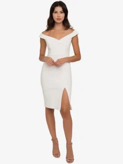 Robes de fête d'anniversaire Robe courte à épaules dénudées et fente haute