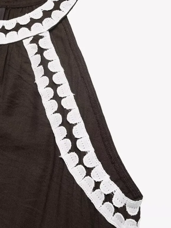 Robes de vacances maxi sans manches bustier rétro marron