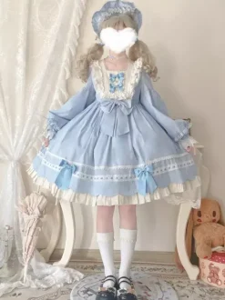 Robes gothiques Lolita avec n艙uds et volants Noir Vert