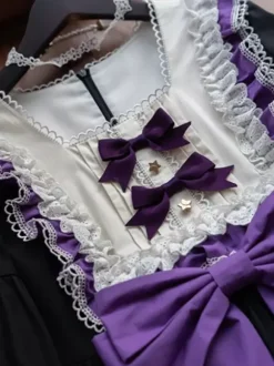Robes gothiques Lolita avec n艙uds et volants Noir Vert