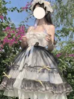 Robes Gothiques Lolita N艙uds Volants Noir Couches