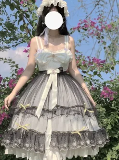 Robes Gothiques Lolita N艙uds Volants Noir Couches