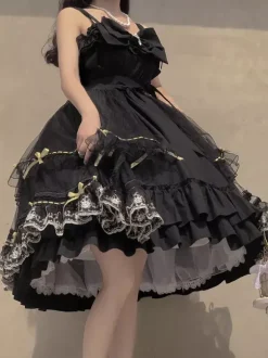 Robes Gothiques Lolita N艙uds Volants Noir Couches