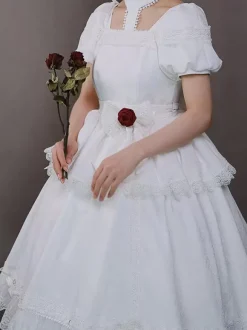 Robes Gothiques Lolita Volants Rose Noir