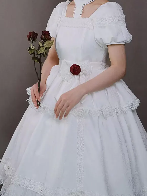 Robes Gothiques Lolita Volants Rose Noir