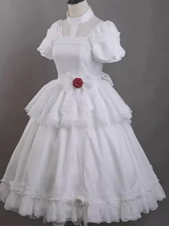 Robes Gothiques Lolita Volants Rose Noir