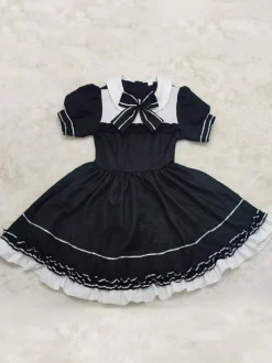 Robes Gothiques Lolita Volants N艙uds Noir Style de Bonne