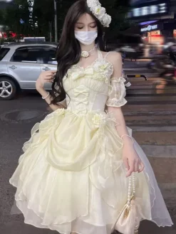 Robes Gothiques Lolita À Volants N艙uds Noirs Robe De Princesse Lolita JSK