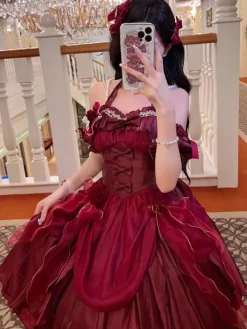 Robes Gothiques Lolita À Volants N艙uds Noirs Robe De Princesse Lolita JSK
