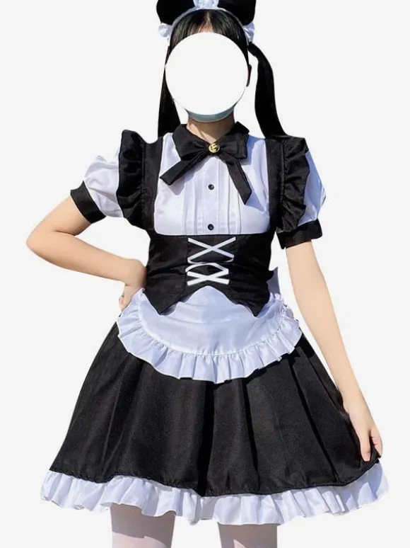 Robes Gothiques Lolita Volants N艙uds Noir Noir