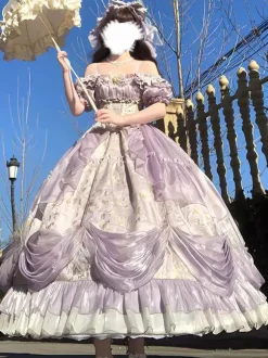 Robes Lolita classiques JSK Robes Lolita gothiques Robe nuisette à imprimé floral avec n艙uds