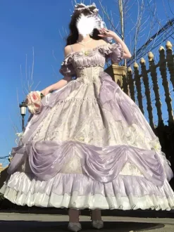 Robes Lolita classiques JSK Robes Lolita gothiques Robe nuisette à imprimé floral avec n艙uds