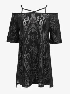 Robes Lolita Gothiques Imprimé Floral Noir Steam Punk