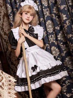 Robes Lolita Gothiques Volants N艙uds Noir Noir