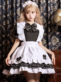 Robes Lolita Gothiques Volants N艙uds Noir Noir