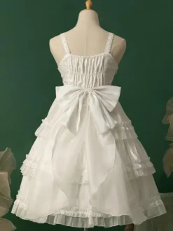 Robes Lolita Style Tea Party Jupe Lolita Dentelle Sans Manches Blanc Mignnone