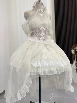 Robes Lolita Tea Party Style Jupe Lolita Dentelle Manches Courtes Bleu Ciel Clair