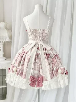 Robes Sweet Lolita robe JSK à imprimé dessin animé et cape rose ensemble deux pièces ensemble jupe pull princesse Kawaii