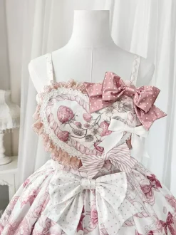 Robes Sweet Lolita robe JSK à imprimé dessin animé et cape rose ensemble deux pièces ensemble jupe pull princesse Kawaii