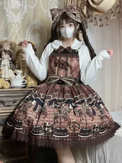 Robe Sweet Lolita en coton sans manches avec n艙uds robe Sweet Lolita