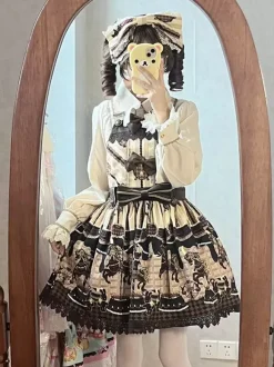 Robe Sweet Lolita en coton sans manches avec n艙uds robe Sweet Lolita