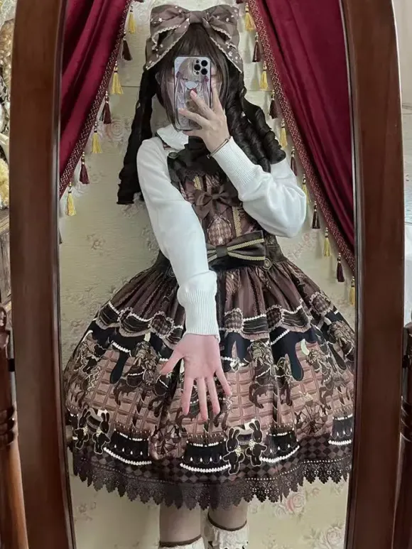 Robe Sweet Lolita en coton sans manches avec n艙uds robe Sweet Lolita