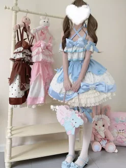 Robe Sweet Lolita en polyester sans manches robe Sweet Jumper Lolita