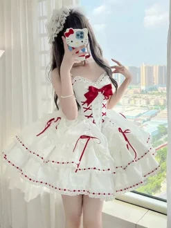Robe Sweet Lolita en polyester sans manches robe Sweet Jumper Lolita