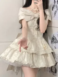 Robe Sweet Lolita en polyester sans manches avec jupe pull Robe Sweet Lolita