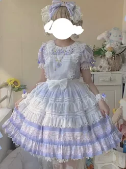 Robe Sweet Lolita en polyester à manches courtes Robe Sweet Lolita