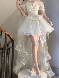 Robe Sweet Lolita Robe douce en polyester à manches courtes Robe Lolita