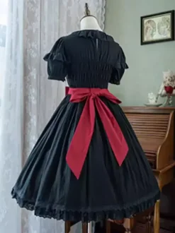 Robe Sweet Lolita Robe en polyester à manches courtes Robe Lolita