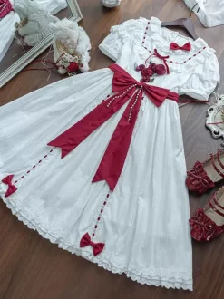 Robe Sweet Lolita Robe en polyester à manches courtes Robe Lolita