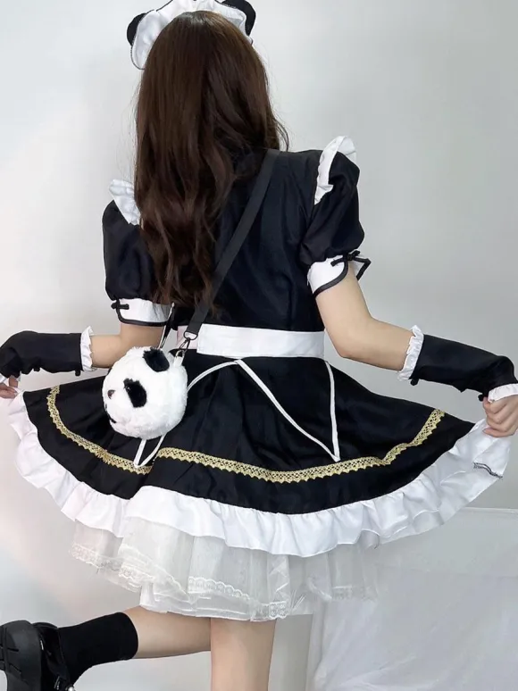 Robe Sweet Lolita Robe à volants en polyester à manches courtes