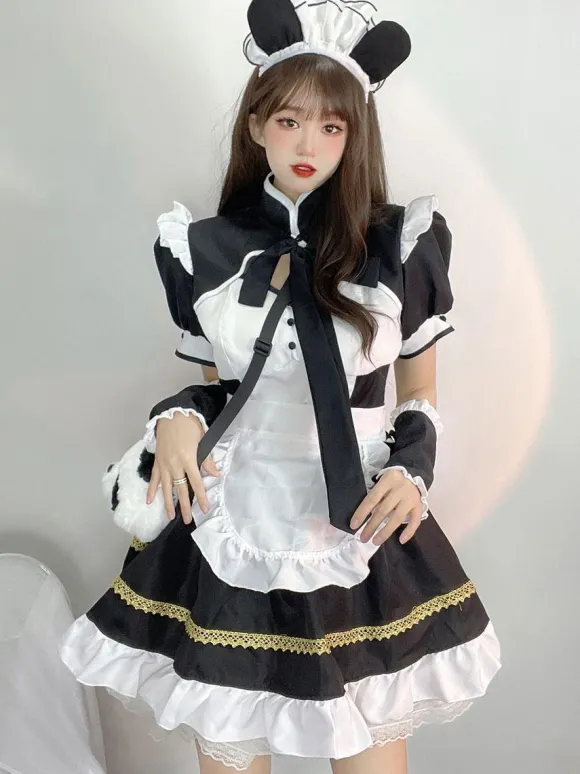 Robe Sweet Lolita Robe à volants en polyester à manches courtes